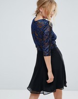 Thumbnail for your product : Elise Ryan Lace Skater Dress With Ladder Trim