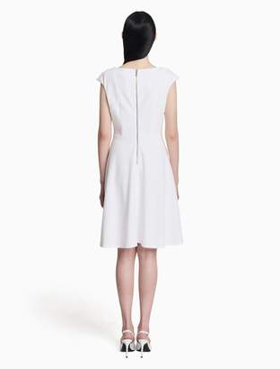 Calvin Klein square neck cap sleeve fit + flare dress