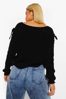 Thumbnail for your product : boohoo Petite Lace Up Detail Sweater