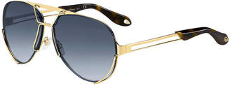 Givenchy Interchangeable Aviator Sunglasses, Gold