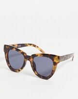 Thumbnail for your product : Topshop Tort Oversize Square Sunglasses with Blue Lense