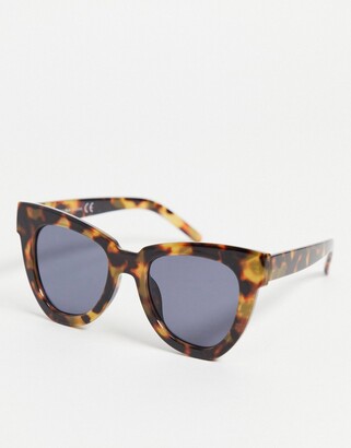 Topshop Tort Oversize Square Sunglasses with Blue Lense
