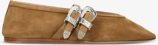 Le Monde Beryl Womens Taupe Claudia Double-Strap Suede Flats Eur 42/ 9 Uk Women