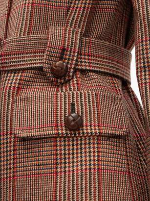 Miu Miu Belted Checked Wool-blend Jacket - Womens - Red Multi