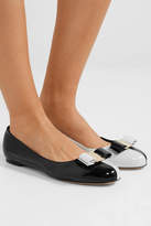 Thumbnail for your product : Ferragamo Varina Bow-embellished Two-tone Patent-leather Ballet Flats