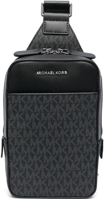 Michael Kors Men's Hudson Empire Logo Jacquard Utility Crossbody Bag - Gray - Messenger