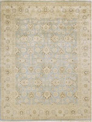Bokara Rug Co. Inc. Rectangle Oriental Hand-Knotted Wool Area Rug in Light Blue/Sand