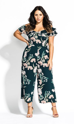 City Chic Fresh Field Jumpsuit - emerald