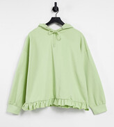 Thumbnail for your product : Influence Plus ruffle hem hoodie co-ord in green