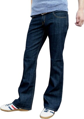  Mens Relaxed Vintage 60s 70s Bell Bottom Stretch Fit Classic  Comfort Flared Flares Retro Leg Disco Denim Jeans Pants