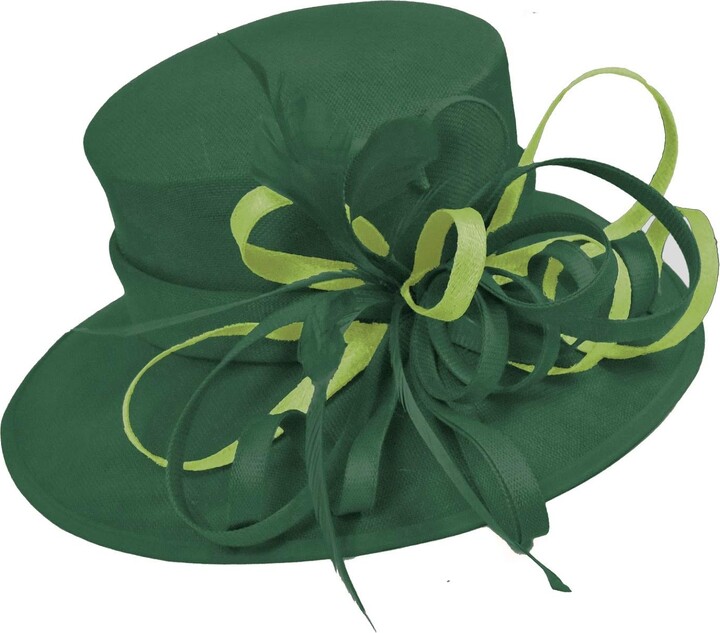 Caprilite Emerald Green and Lime Green Large Queen Brim Hat Occasion