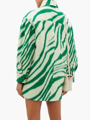 Isabel Marant Harvey Tiger-print Brushed-wool Overshirt - Green Multi