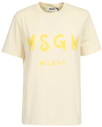 MSGM Logo Printed Round Neck T-Shirt
