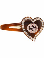 Thumbnail for your product : Gucci Hair clip with GG and heart detail