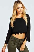 Thumbnail for your product : boohoo Sheree Double Layer Crochet Crop Top