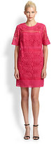 Thumbnail for your product : Rebecca Taylor Silk Sheer-Striped Lace Dress