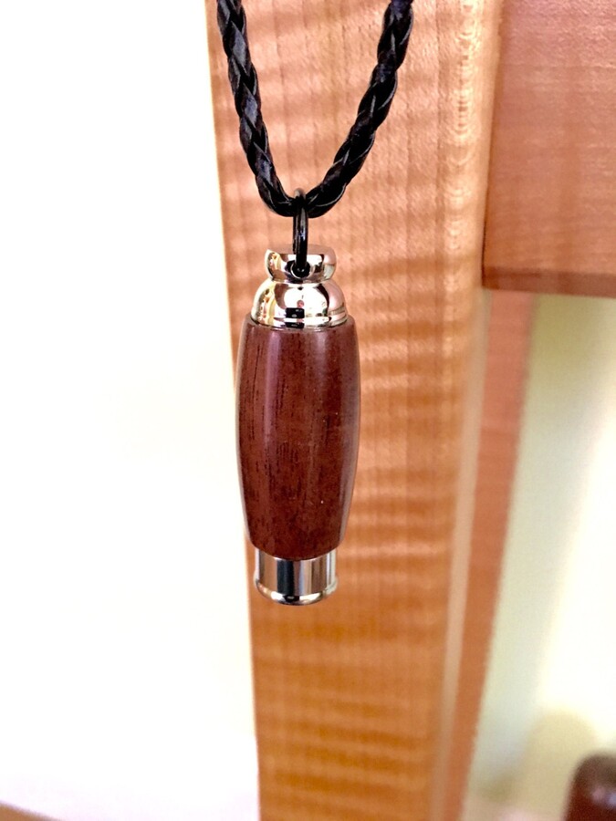 Etsy Hand Turned Black Walnut Cremation Pendant Stainless Steel Ashes Necklace