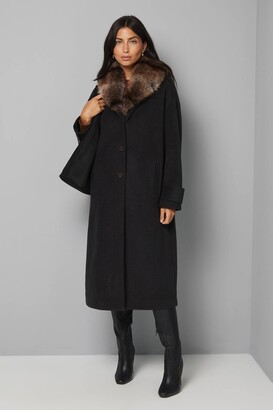 エピヌfeminine fur collar long coat（black） Women's lapin fur coat black fur coats for sale Ada | D'Arienzo