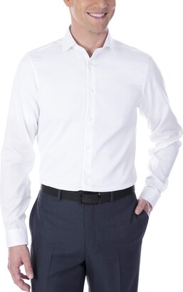 Calvin Klein Men's Non Iron Slim Fit Herringbone Spread Collar Dress Shirt