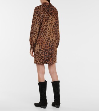 Etro Leopard-print stretch-wool minidress