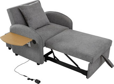 Latitude Run Convertible Single Chair Bed 3 in 1 pull-out sofa bed comes with a computer board and USB ports. It can be used for both work and relaxation for vari