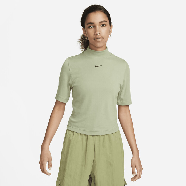 Nike Women's Sportswear Essential Short-Sleeve Polo Top in Green - ShopStyle