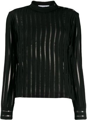 Derek Lam 10 Crosby Raw Cut Chiffon Pieced Blouse with Snaps