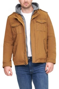levi's men's two pocket hooded trucker jacket