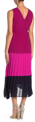 Taylor Pleated Colorblock High/Low Maxi Dress