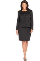 Thumbnail for your product : Le Suit Plus Size Four-Button Jacquard Skirt Suit