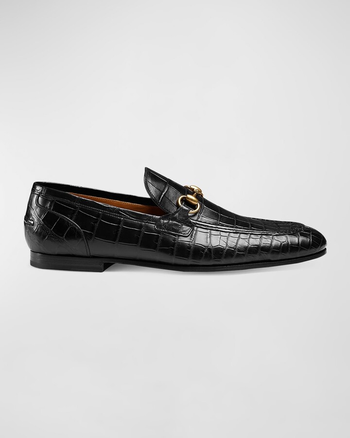 Gucci Men's Jordaan Crocodile Loafers