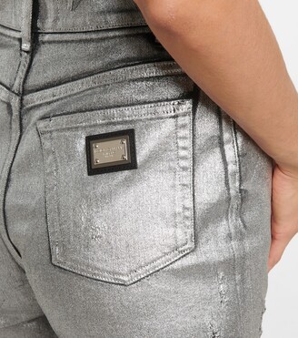 Dolce & Gabbana Amber distressed jacquard-pocket jeans