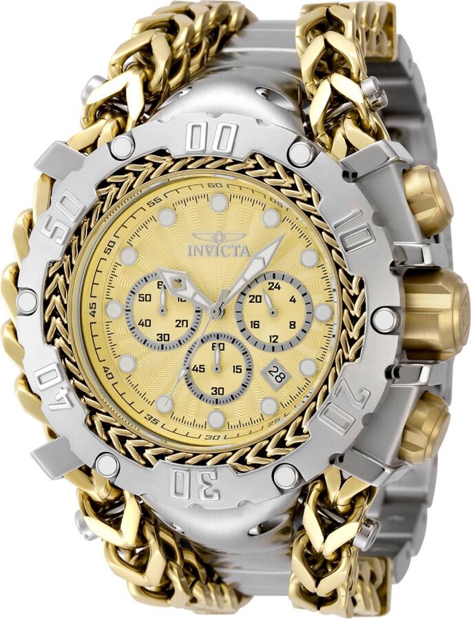 Invicta Men's 48190 Gladiator Quartz Chronograph Silver Gold Dial Watch