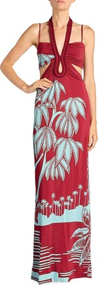 Johanna Ortiz Tropical Halterneck Maxi Dress