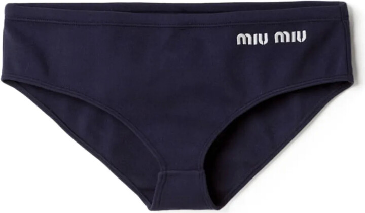 Miu Miu Logo-Embroidered Bikini Bottoms