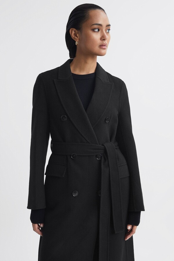 Reiss Petite Relaxed Wool Blend Blindseam Belted Coat - ShopStyle