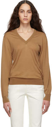 Chloé Brown Wool V-Neck Sweater