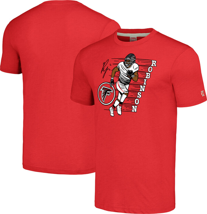 Men's Homage Bijan Robinson Heathered Red Atlanta Falcons Caricature Player Tri-Blend T-Shirt