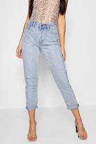 Thumbnail for your product : boohoo Light Wash Rip High Waist Mom Jeans