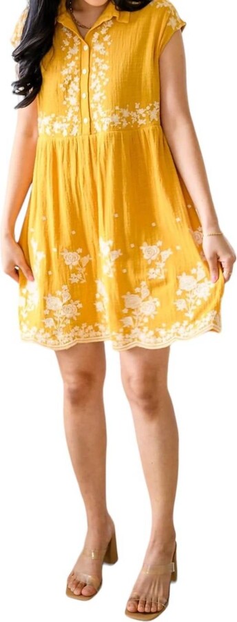 ANDREE BY UNIT Embroidered Dress In Marigold