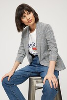 Thumbnail for your product : Dorothy Perkins Women's Petite Check Ruched Sleeve Blazer - blue - 10