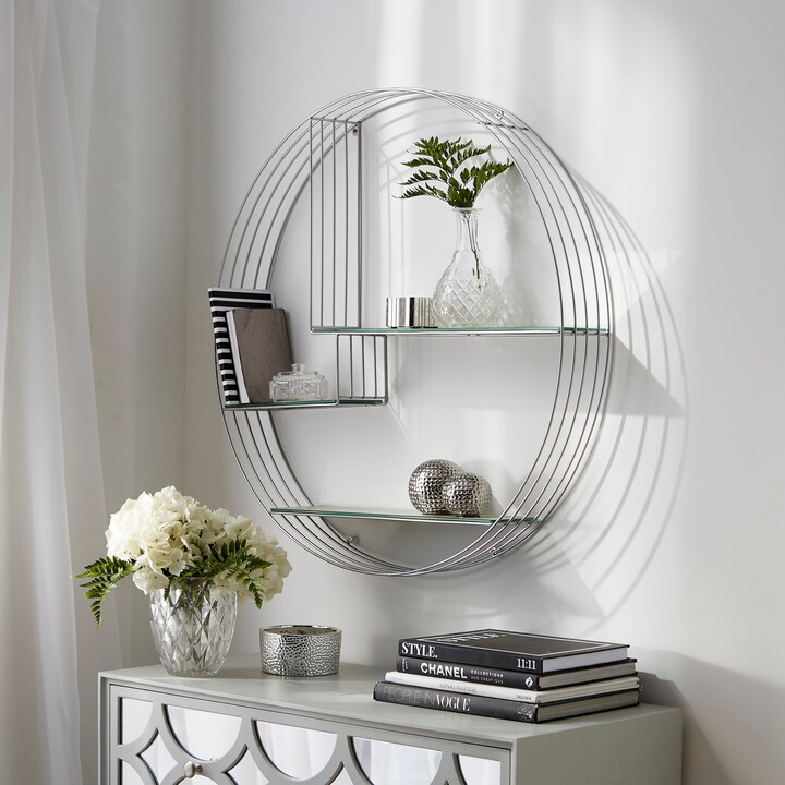 Dunelm Smart Industrial Silver Circle Shelf 80cm Mirrored Silver ShopStyle Bar Carts & Bar