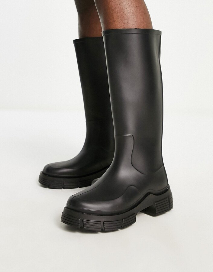 ASOS DESIGN chunky wellington boot in black - ShopStyle