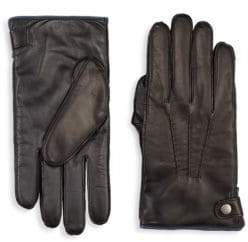 Saks Fifth Avenue Touch Tech Leather& Cashmere Gloves