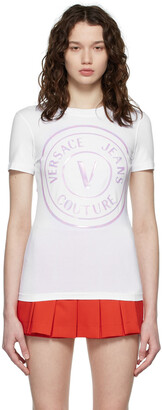 Versace Jeans Couture White Iridescent Logo T-Shirt