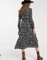 Thumbnail for your product : Topshop tiered midi shirt dress in black print
