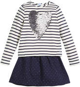 Thumbnail for your product : Joules Lucy Sequin-Heart Striped & Polka-Dot Dress, Size 3-10