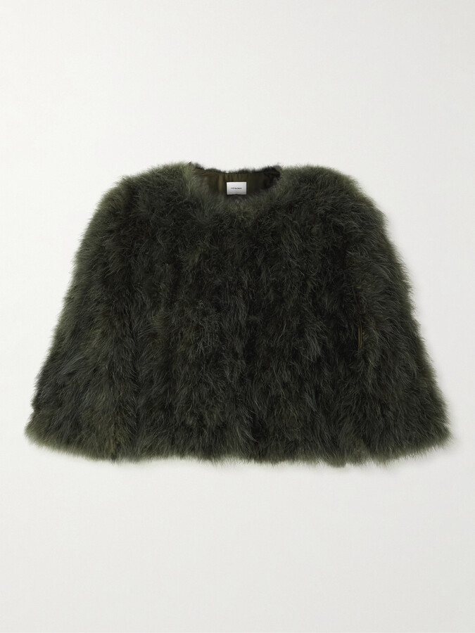 Yves Salomon Cropped Feather Jacket - Green