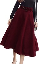 Thumbnail for your product : BININBOX Women's High Waist A-Line Flared Wool Skirt Fall Winter Pleated Maxi Long Woolen Skirts with Belt (Grey