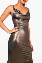 Thumbnail for your product : boohoo Metallic Cowl Neck Midi Dress